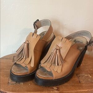 Dr. Martens Tan Leather Tassel Mules